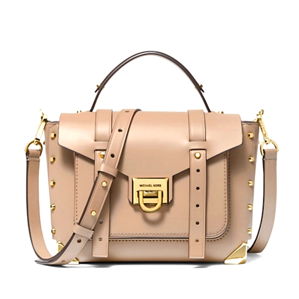 Michael Kors Designer MK Pink Manhattan Medium Leather Satchel Purse Crossbody